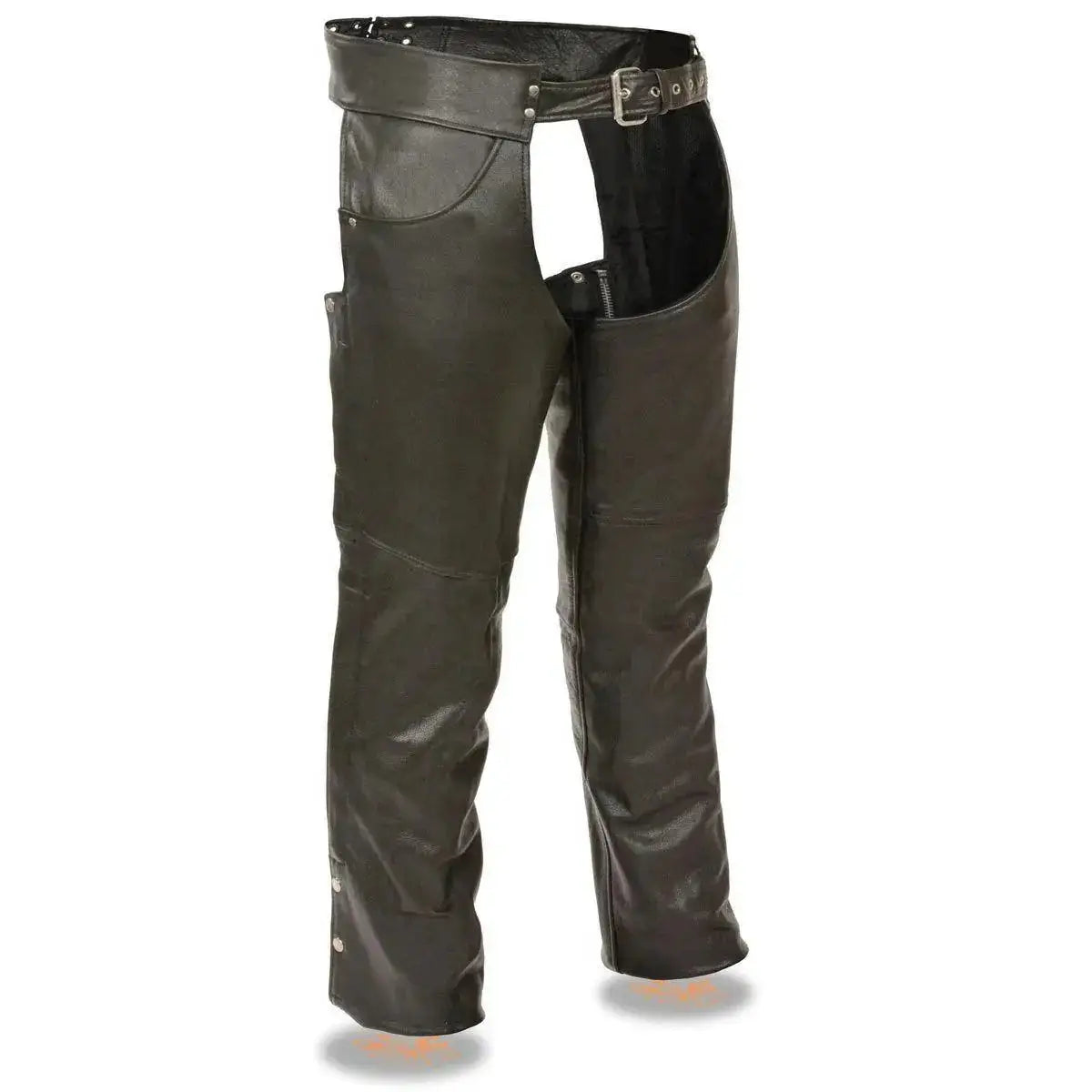 Leather Chaps for Men's Black Premium Leather- Classic Jean Style Pockets Motorcycle Riders Chap - The Urban Tannery
